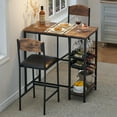 thumbnail image 1 of Bar Table Set for 2 with Footrest, Kitchen Dining Table with 2 Upholstered Chairs, Small Space Counter Height Barstools for Counter Bar, Easy to Assemble, 1 of 8