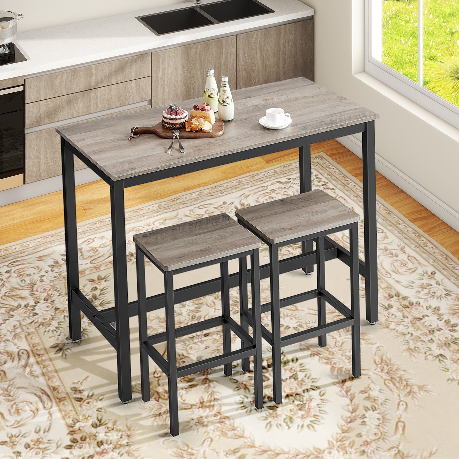 Bar Table Set, Bar Table with 2 Bar Stools, Dining table set, Kitchen ...