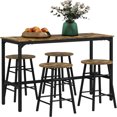 Bar Table Set for 4 Industrial High Top Table with Bar Stools 5Piece