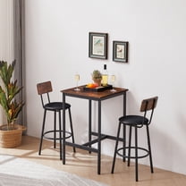 Table Set 2 Bar Stools PU Soft Seat with Backrest