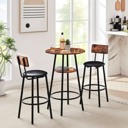 Bar Table Set with Cushioned Stools / Relaxing Seating for Small Spaces