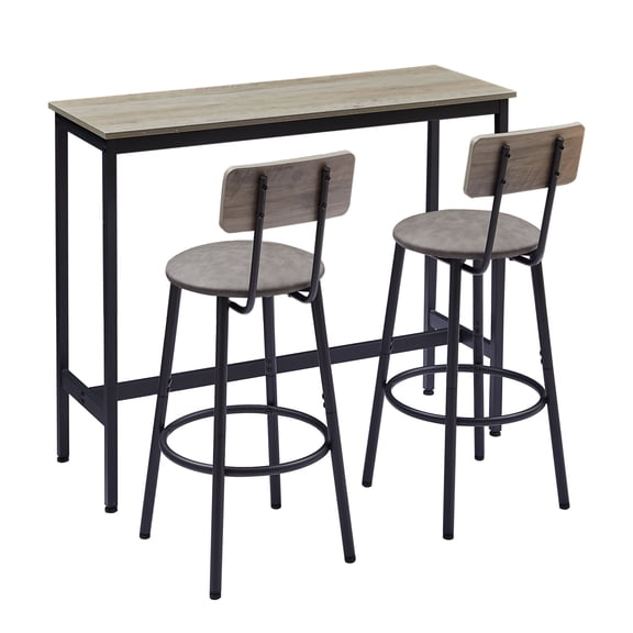 Bar Table Set with wine bottle storage rack. Rustic Brown,47.24'' L x 15.75'' W x 35.43'' H.