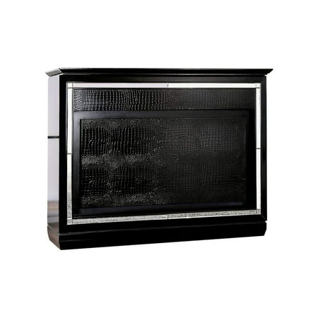 Bar Table With LED Touch Light and Mirror, Black