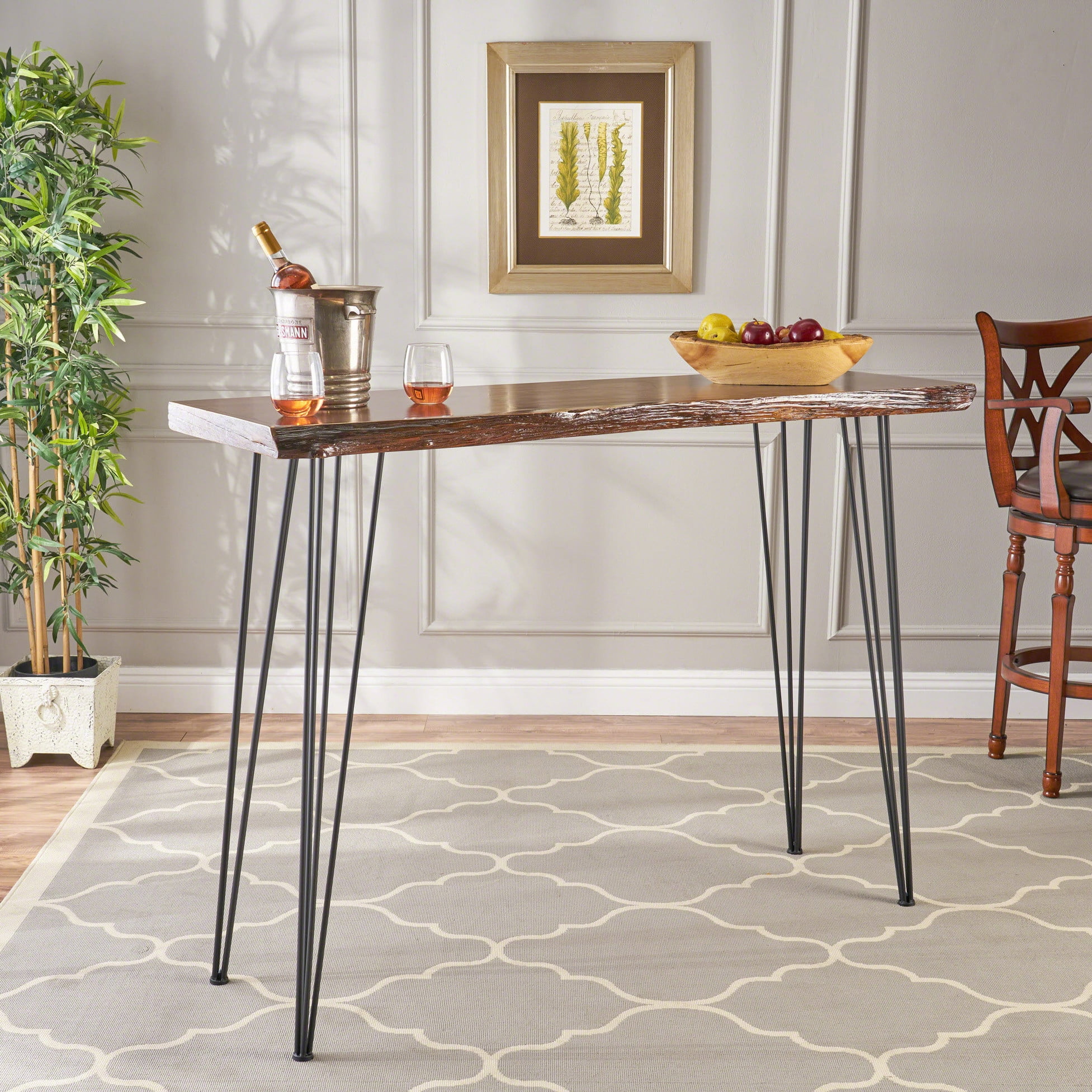 Bar Table With Rustic Look And Strong Metal Legs, 42