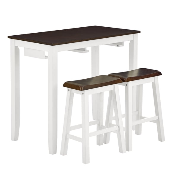 Bar Table and Chairs Set, 4 Piece Dining Table Set, Industrial Breakfast Table Set, for Living Room, Dining Room, Game Room-Antique grey white