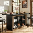thumbnail image 1 of Bar Table with Storage, 62.6" Rectangular Home Bar Cabinet Unit with 6 Spacious Cubbies, 1 of 6