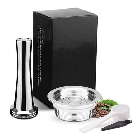 Bar Tamper Spoon Brush Stainless Steel Coffee Pod Holder Set Refillable Capsule Reusable Pods Coffee Capsule SET 2