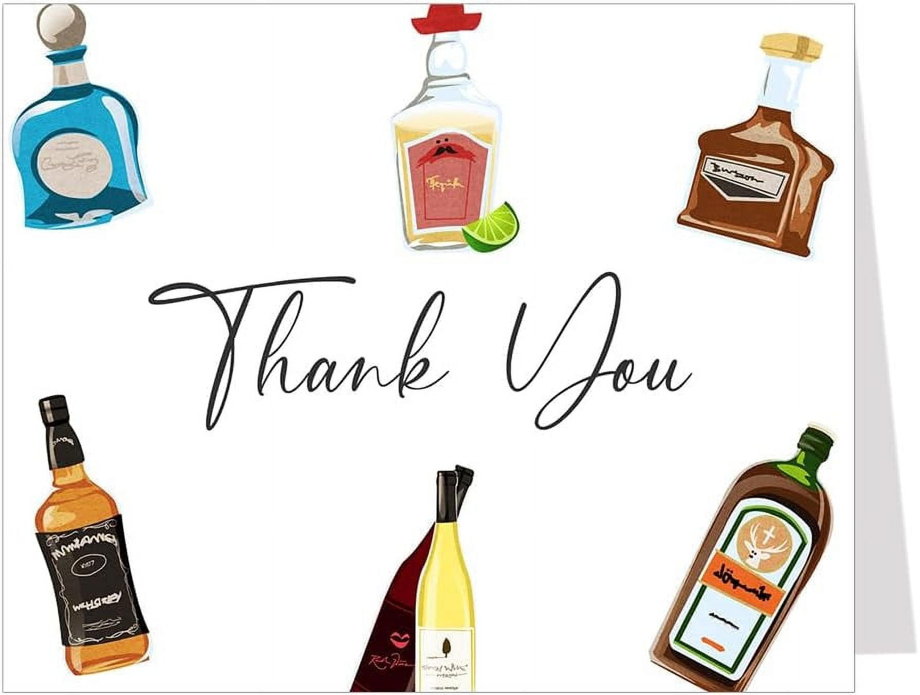 Bar Thank You Cards Stock The Bar Restaurant Bridal Shower Spirits Wine Wedding BYOB Black White