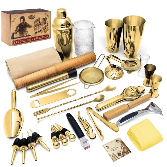 Bar Tool Set Pro Edition - Stainless-steel Cocktail Shaker Mixology Bartender Kit W/boston  Drink Mixer & Muddler For Home Accessories 32-pc