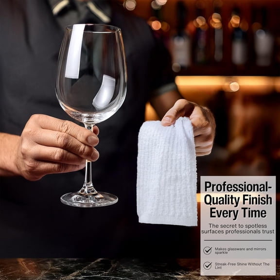 Bar Towels - Bar Mop Cleaning Kitchen Towels (36 Pack, 16" x 19") - Premium Ring-Spun Cotton White, Restaurant and Shop Cleaning Rags