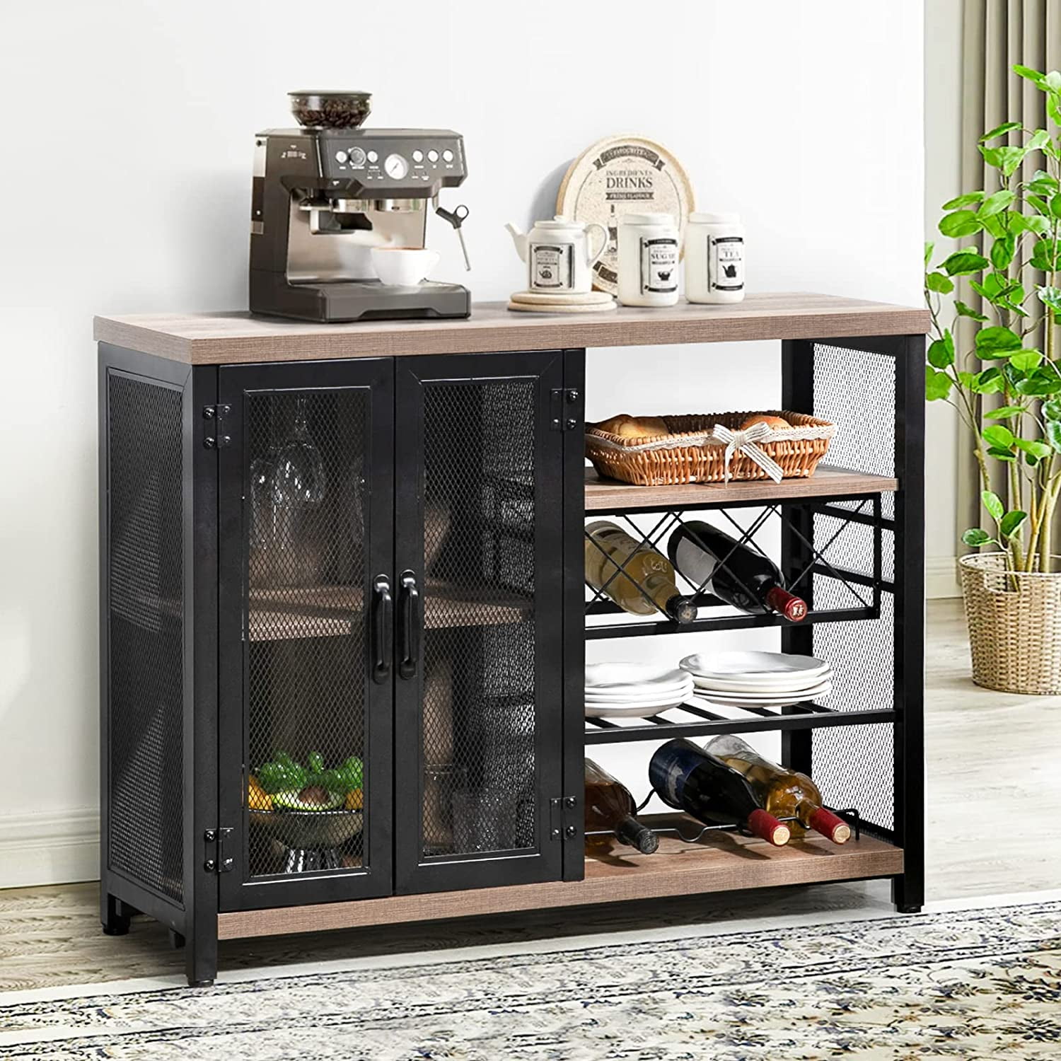 Liquor Bar Pub Table With Wine Rack Bar Hutch Giantex Home Bar