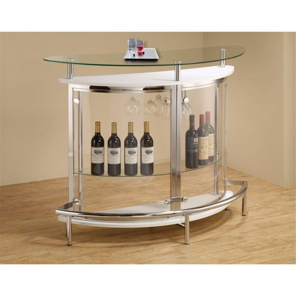 Bar Unit with Acrylic Front - Modern Home Bar Cabinet - White Finish