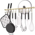 thumbnail image 1 of Bar Utensil Rack Kitchen Hanging Spoon Rack, Thickened 304 Stainless Steel 20-Inch Hook Bar Utensil Rack with 10 Noiseless Sliding Hooks (Gold), 1 of 7