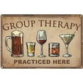 thumbnail image 1 of Bar Wall Decor Beer Signs Metal Tin Sign For Patio Backyard And Pool，Group Therapy Practiced Here Funny Personalized Vintage Signs For Home Decor Art Accessories Decorations Outdoor 8x12 Inch, 1 of 8