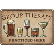 Bar Wall Decor Beer Signs Metal Tin Sign For Patio Backyard And Pool，Group Therapy Practiced Here Funny Personalized Vintage Signs For Home Decor Art Accessories Decorations Outdoor 8x12 Inch
