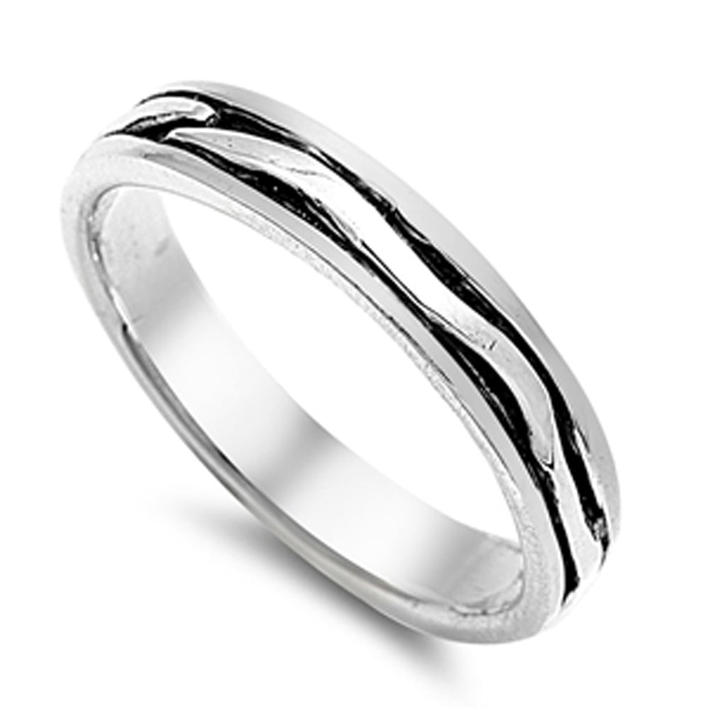 Silver Oxidized Basic Designed Band Ring For Men - Silver Palace