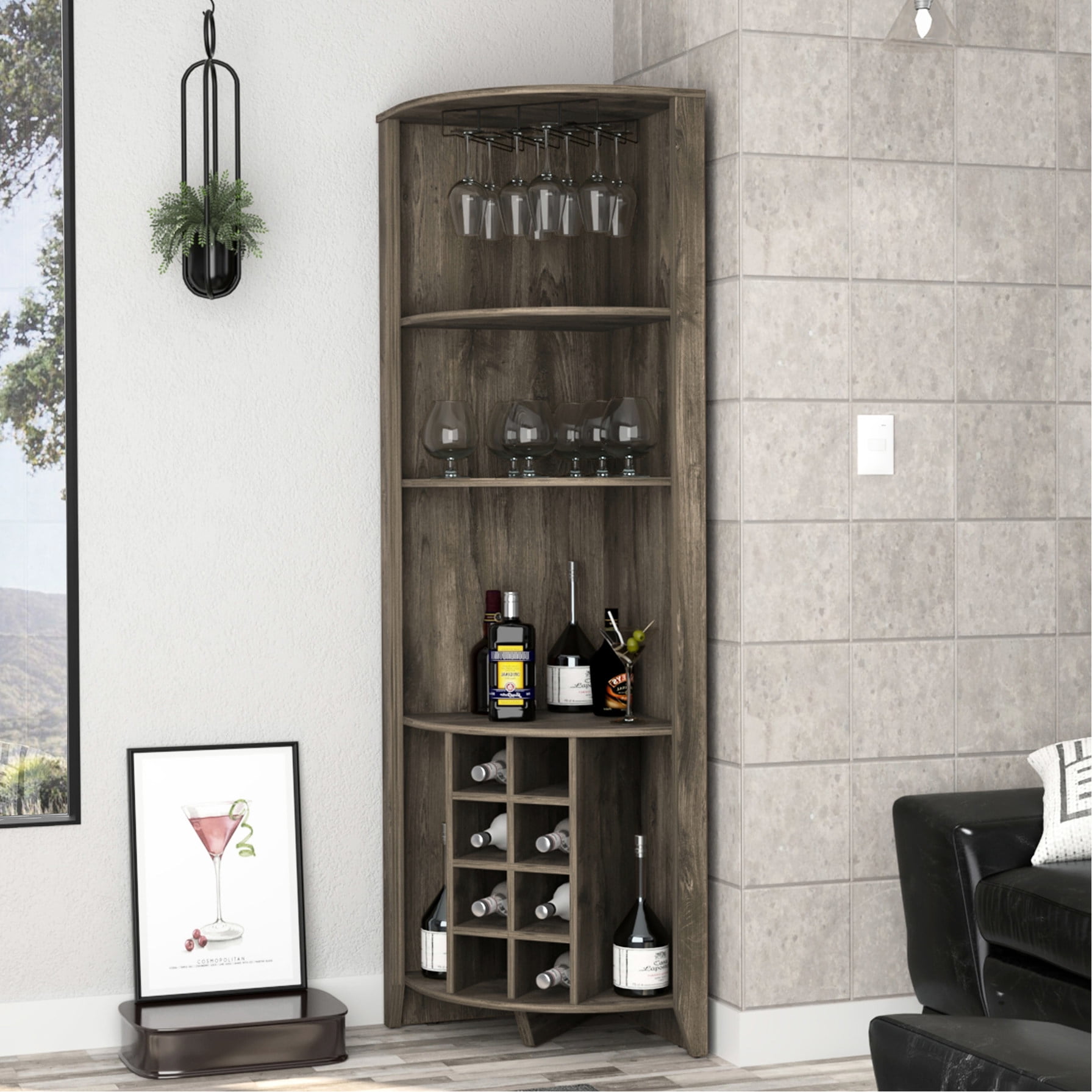 Bar Wine Cabinet | Cup Rack and Shelving for Items | Made from Particle ...