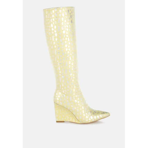 Bar Zone Tear Shaped Faux Leather Boots