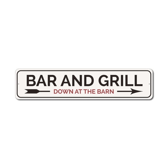 Bar and Grill Sign, Grill Master Sign, Bar Owner Sign, Barn Bar Aluminum Sign - 4x18 inches