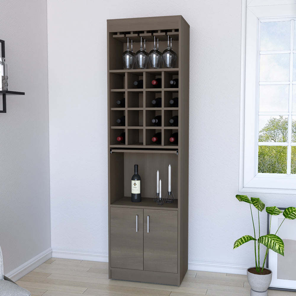 Bar Back Cubbies Bar cabinet Modoc, One Extendable Shelf, Sixteen Wine Cubbies, One ...