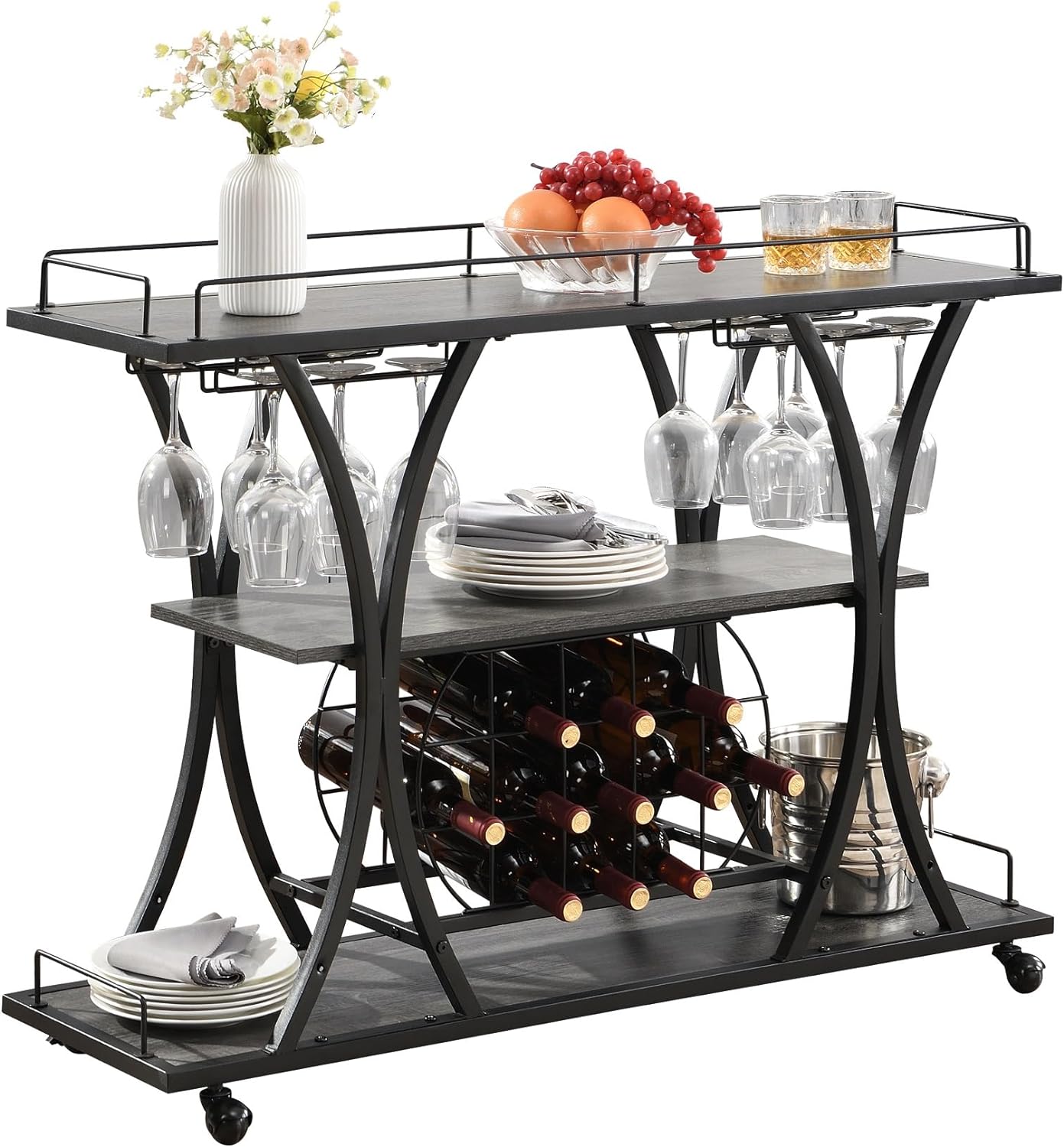Bar carts bar service carts home service carts with lockable Wheels and