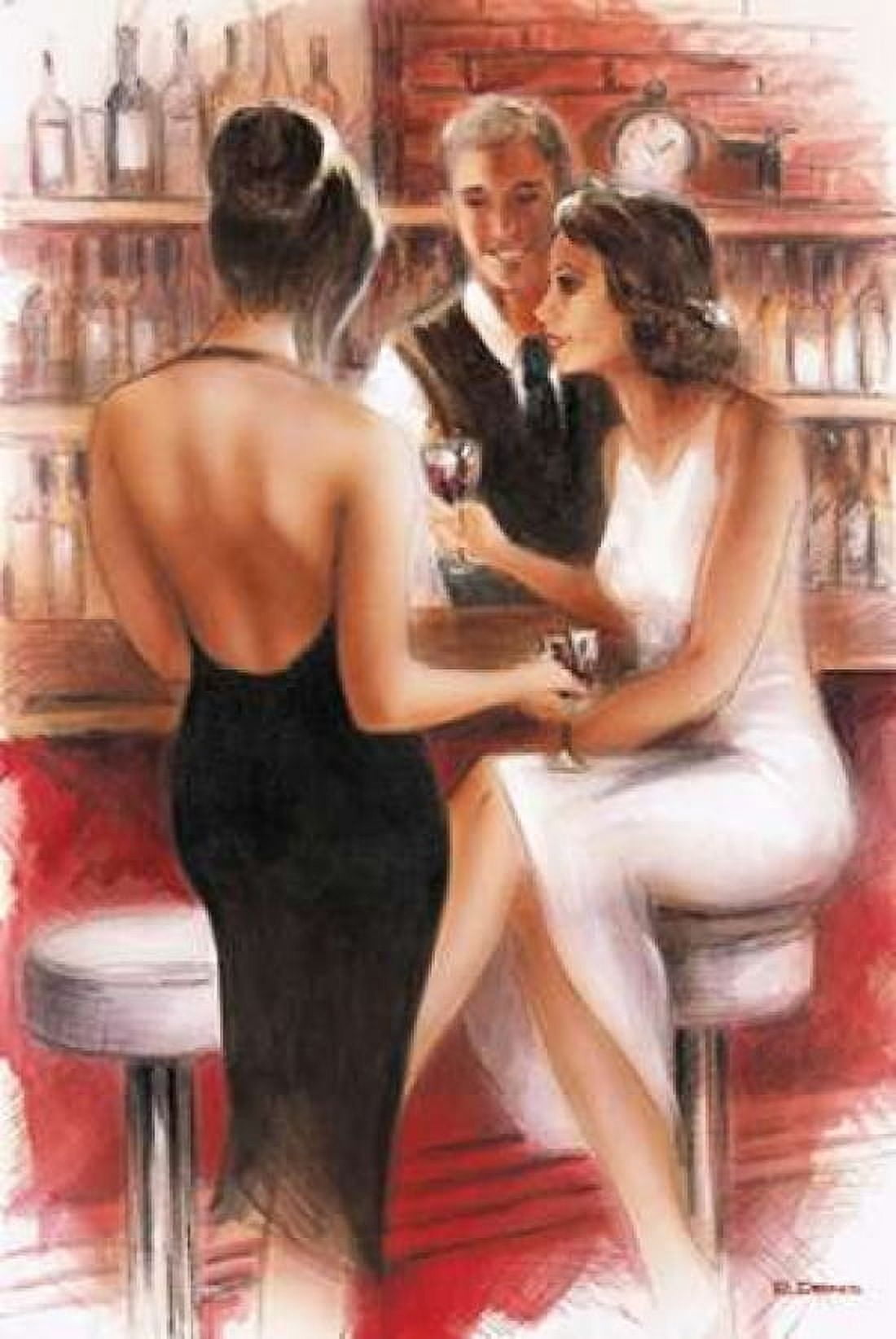 Bar conversations I Canvas Art - E Denis (12 x 18)