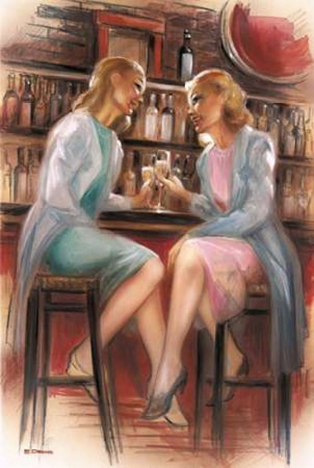 Bar conversations II Canvas Art - E Denis (24 x 36)