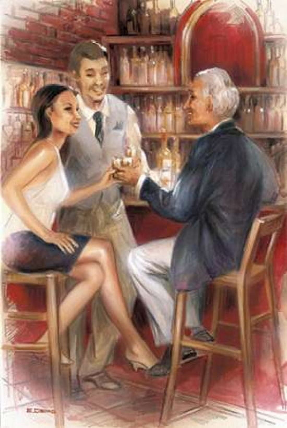 Bar conversations III Canvas Art - E Denis (24 x 36)