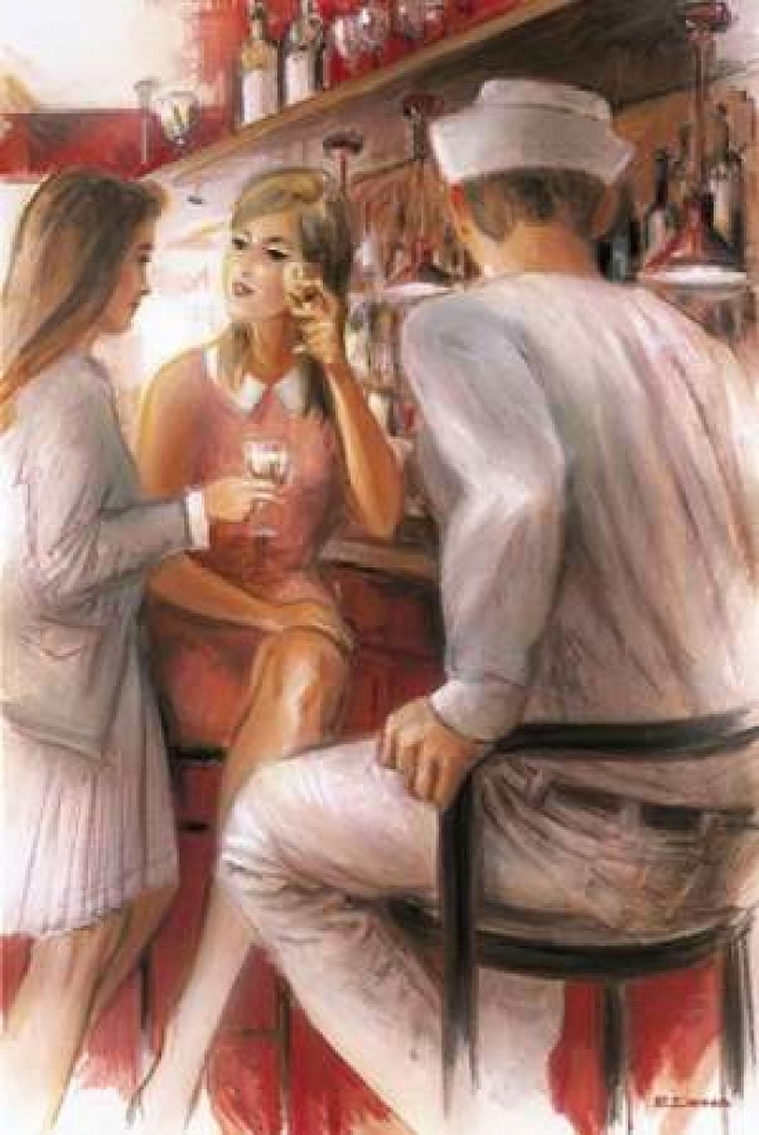 Bar conversations IV Canvas Art - E Denis (24 x 36)