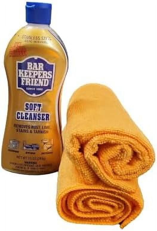 Bar keepers Friends 13oz Soft Cleaner Bundled with Premium Microfiber