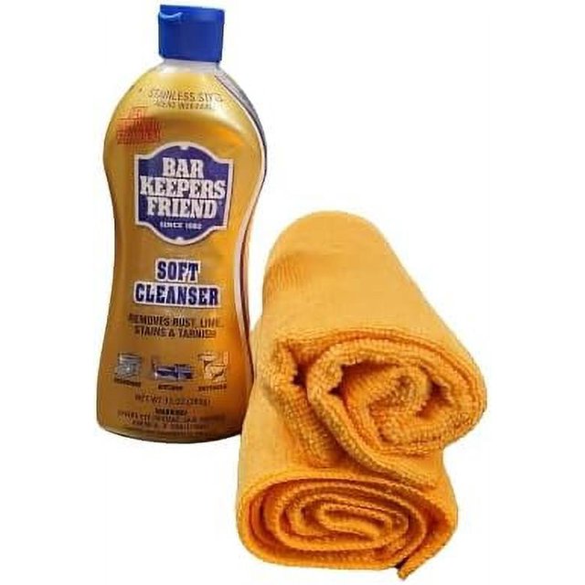 Bar keepers Friends 13oz Soft Cleaner Bundled with Premium Microfiber