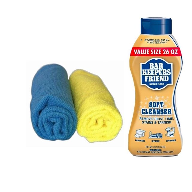 Bar keepers Friends 26oz Soft Cleaner Bundled with Premium Microfiber