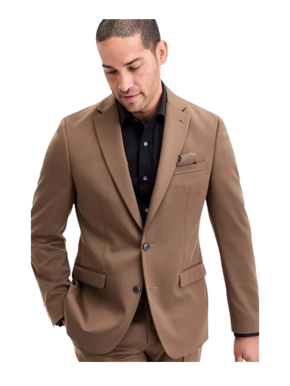 Mens Slim fit Suit Jacket Blazer 42 R Brown Solid Stretch