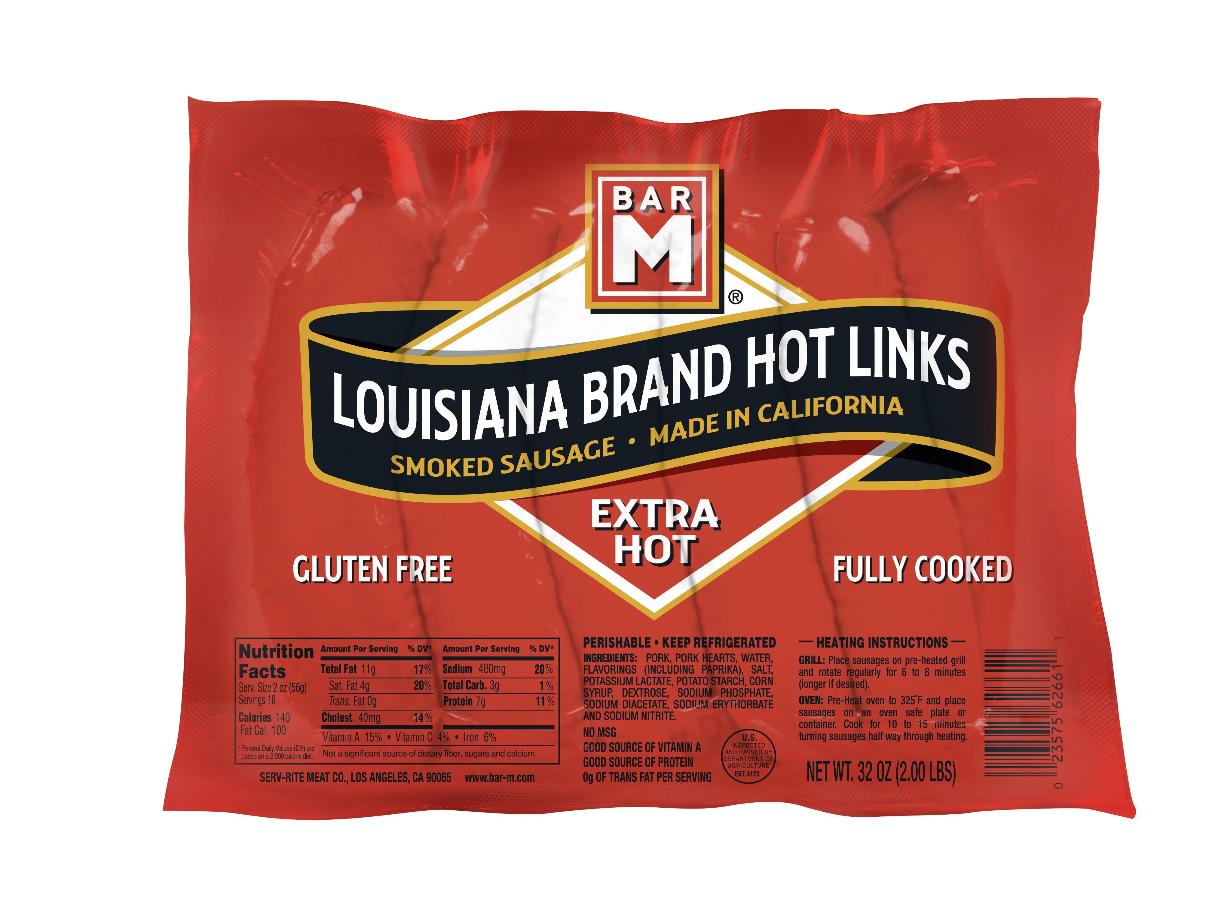 Saag’s Louisiana Brand Hot Links Pork & Beef Sausage 21 Oz. Family Pack  (Pack of 3)
