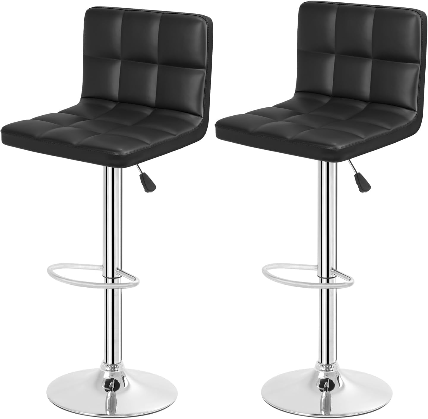 Bar stools 2 piece set, adjustable PU leather swivel bar stools, modern bar stools