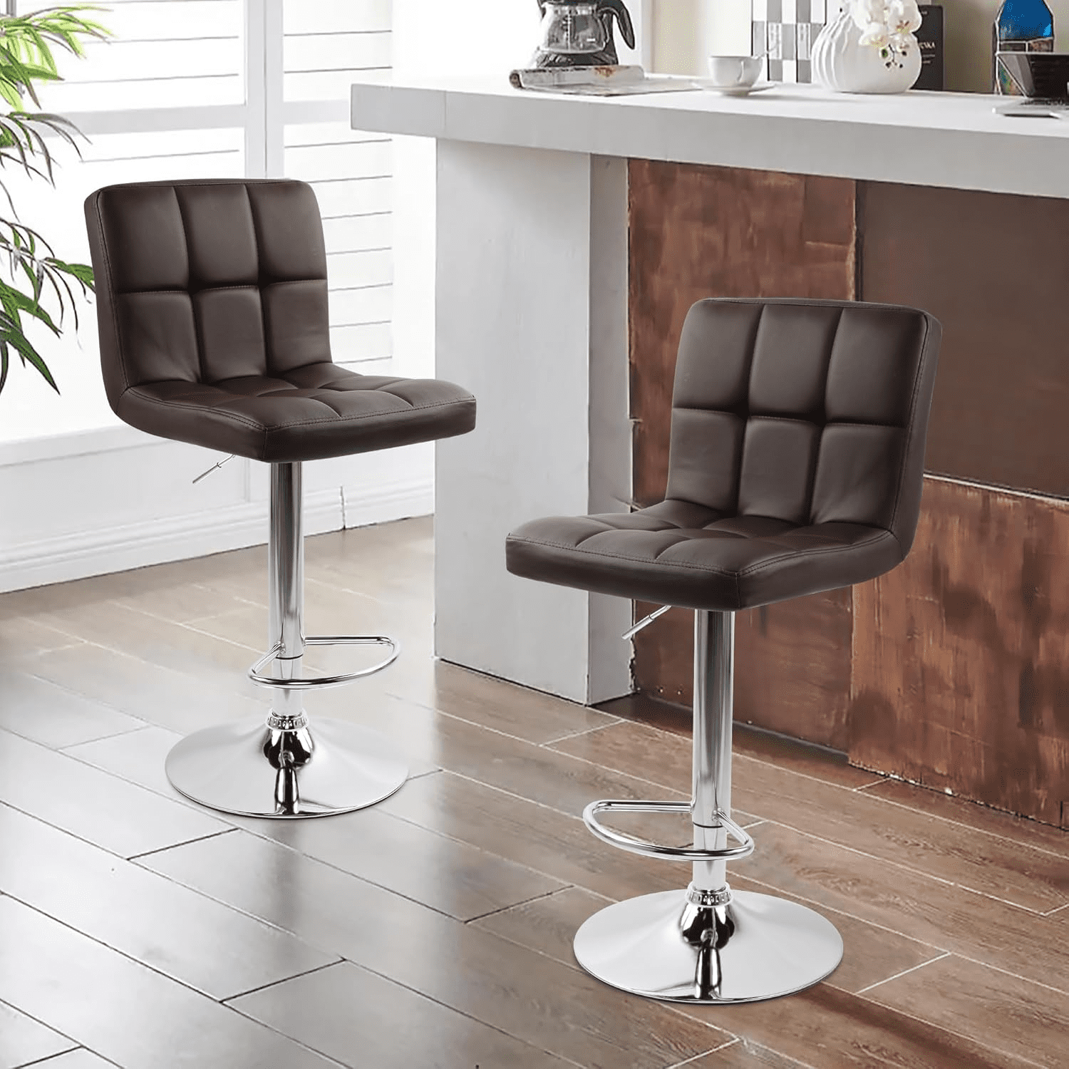 Bar stools PU Leather Upholstered Adjustable Counter Height Barstools