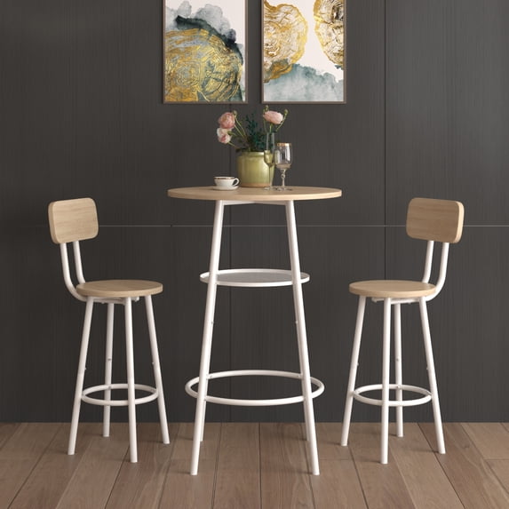 Bar table, equipped with 2 bar stools, with backrest and partition 68876