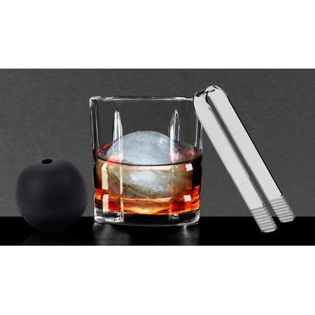 Bar340 Bentley 5 Piece Glass Whisky Set with 2 Whisky Glasses, Ice Molds and Tongs, Clear