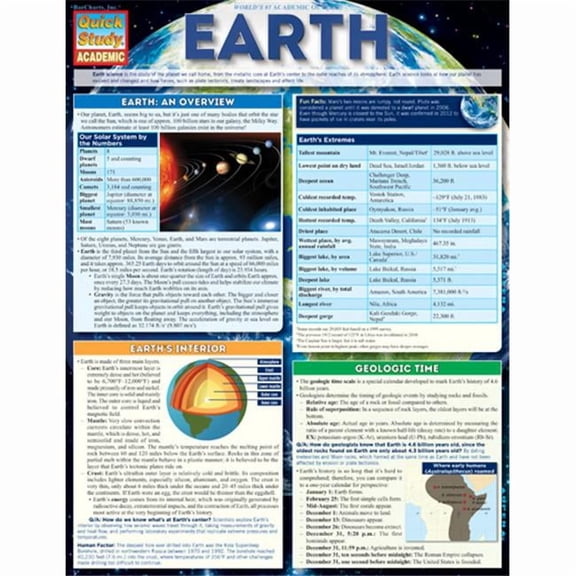 BarCharts 9781423219576 Earth Quickstudy Easel