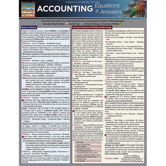 BarCharts Accounting Equations & Answers Quickstudy Easel