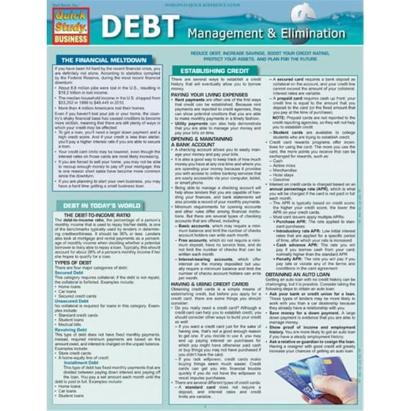BarCharts Debt Management & Elimination Quickstudy Easel