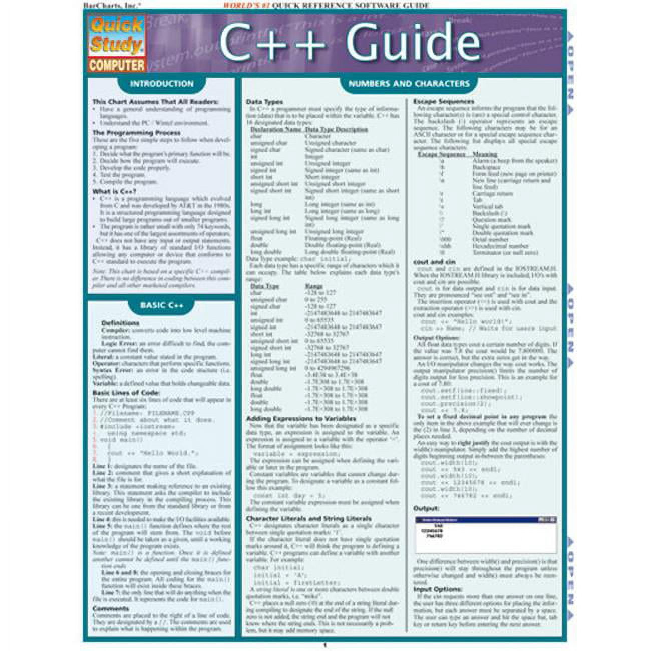 BarCharts- Inc. C++ Guide - Walmart.com