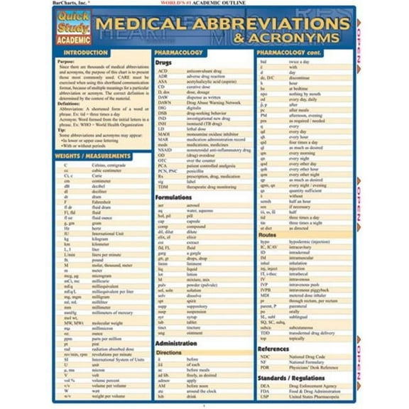 BarCharts- Inc. Medical Abbreviations