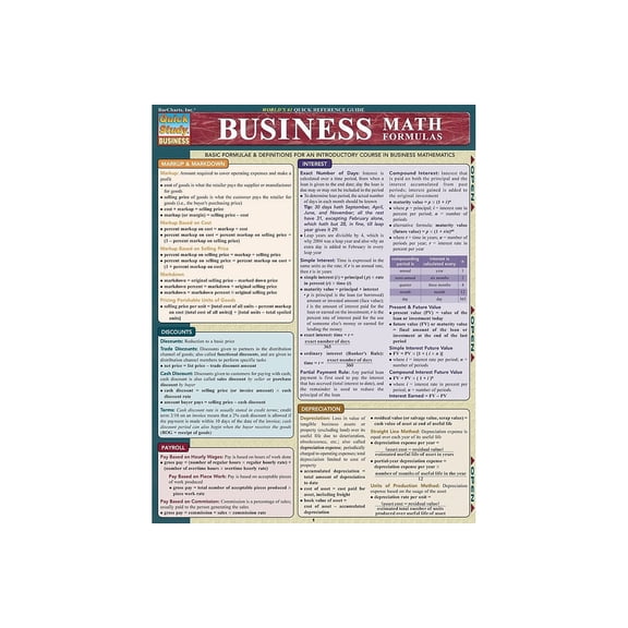 BarCharts Inc. QuickStudy Business & Math Formulas Reference Set (9781423231417)
