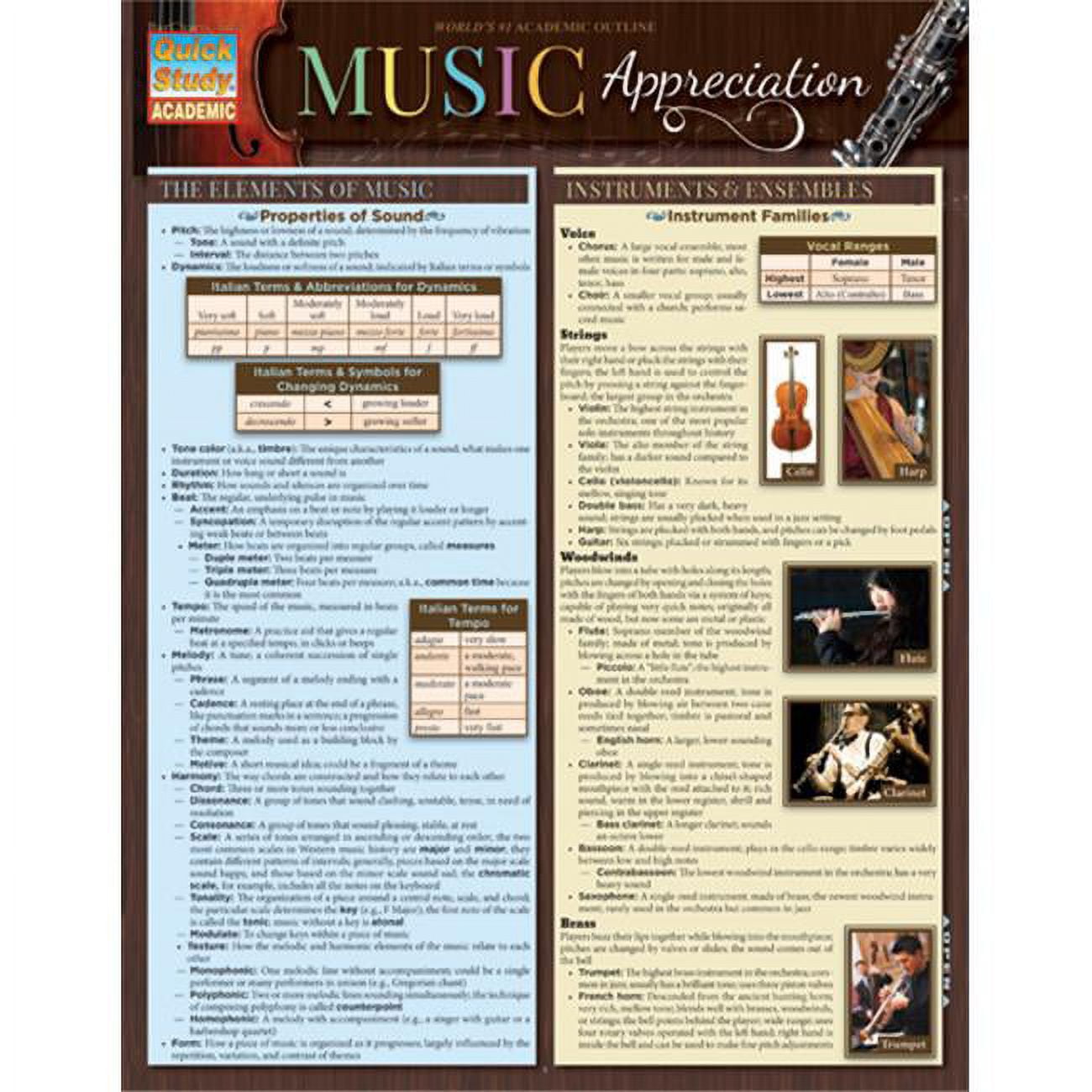 BarCharts Music Appreciation Quickstudy Easel