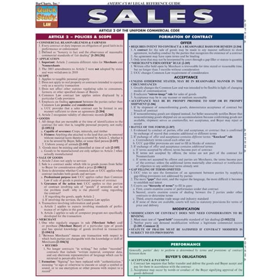 BarCharts  Sales Quickstudy Easel