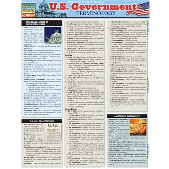 BarCharts U.S. Government Terminology Quickstudy Easel
