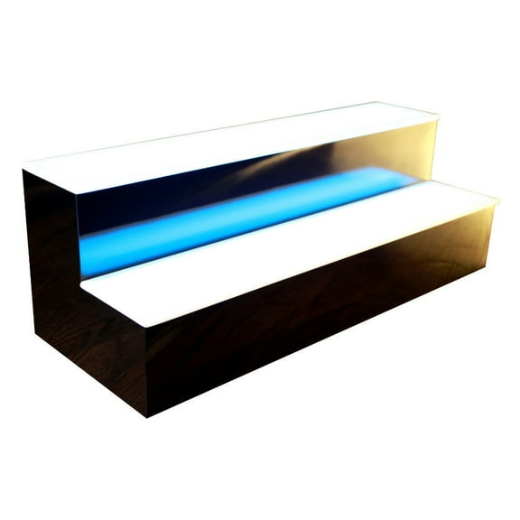 BarConic® LED Liquor Bottle Display Shelf, 2 Tier (Step), Black, Multi-Colored Lights, 48" Length