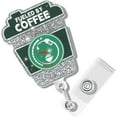 thumbnail image 1 of BarVibe Coffee Lover Retractable ID Badge Reel - Glittery Cup Design with Swivel Clip for Nurses, Teachers, Doctors, Students Bulk Gift Set for Healthcare & Office Professionals, 1 of 4