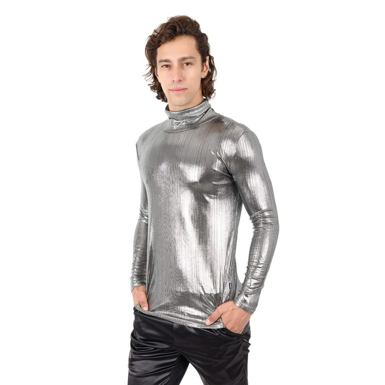 Barabas Men's Metallic Shiny Long Sleeve Turtleneck Sweater Barabas Men's Metallic Shiny Long Sleeve Turtleneck Sweater